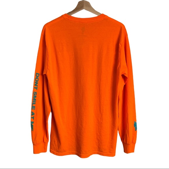 Billie Eilish Don't Smile At Me Neon Orange Longsleeve Shirt - Picture 2 of 5